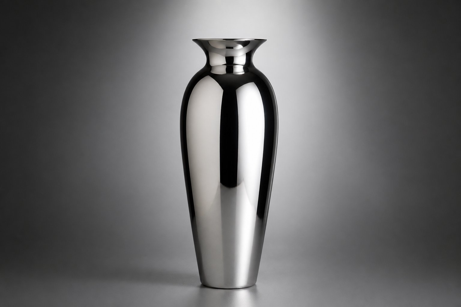 Chrome vase on a smooth radial gradient backdrop — gradient background study