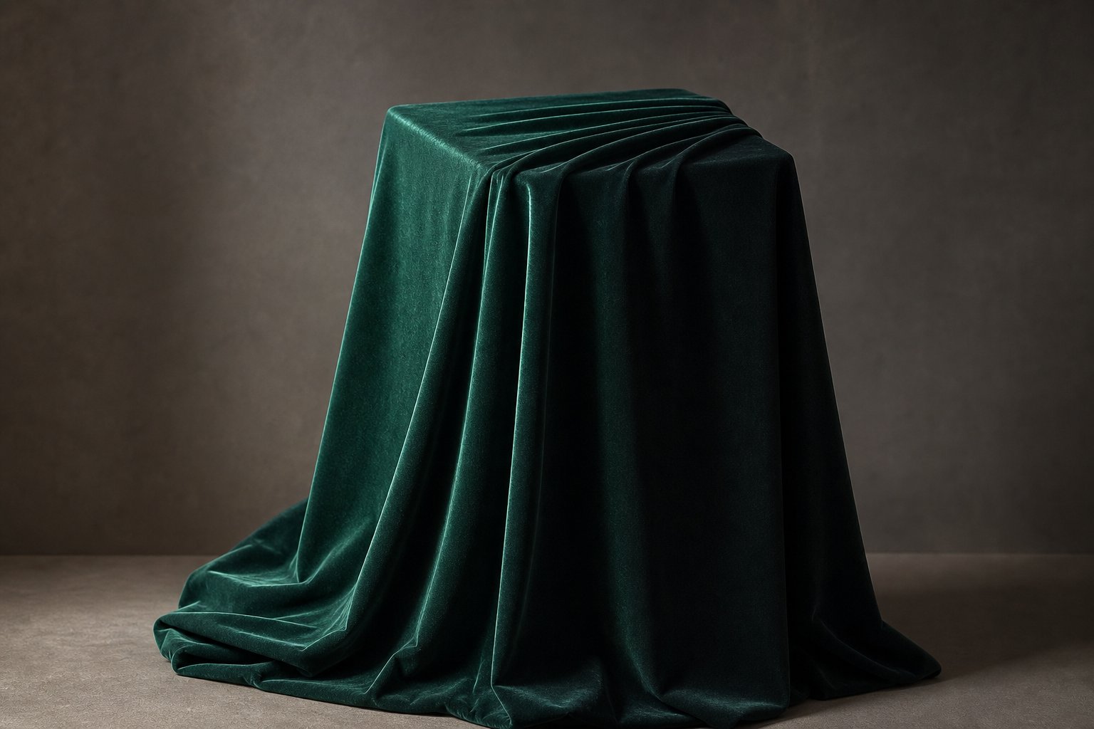 Dark velvet draped over a form, low-key side light — textile study